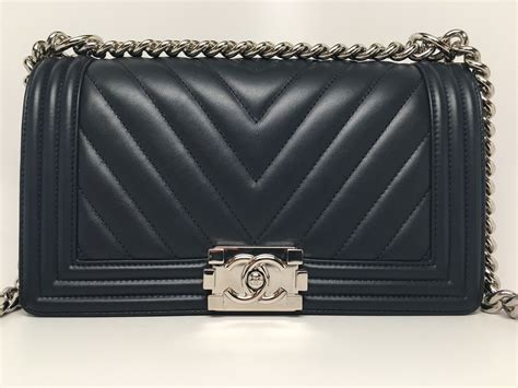 chanel navy chevron boy bag|Chanel boyfriend bag small.